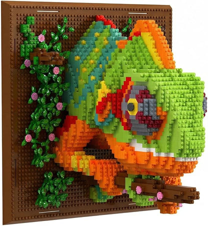 Chameleon 3D Wall Art Micro Mini Building Blocks Set Animal Mosaic Display Model for Wall or Tabletop Decor 2688 Micro Pieces with Step-by-Step Instructions Creative Gift for Teens &amp Adults