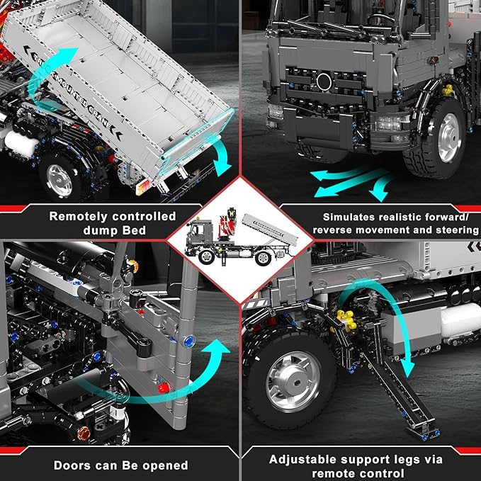 Mould King 19016 Tow Truck Building Set APP/Remote Control Truck Mounted Crane Model Kit Drive Transport Vehicle Construction Toy Display Kit Collectible Gift for Adult Teens(3767 Psc)