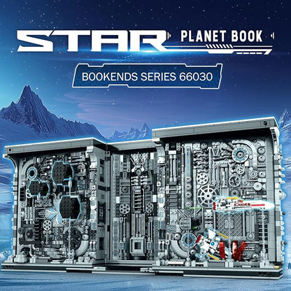 Reobrix Bookend Building Set with Light Star Planet Book Nook Building Kit 66030 Bookshelf Home Decor 2879 PCS Booknook Model Toy Kit Gift for Adults
