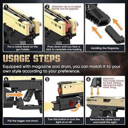 Model Gun Building Blocks Set Building Bricks Toy Guns Guns Buildings Toys for Boys Kids Adults Sniper Set Toy Pistol Model Kit for Military Fan