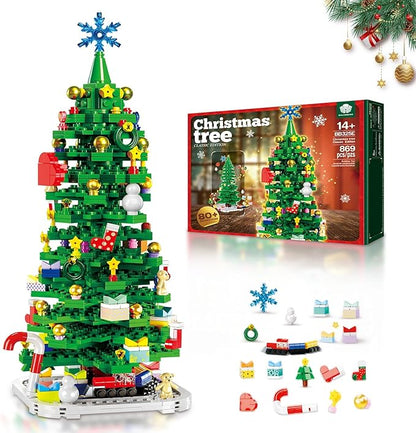2025 Christmas Tree Building Blocks Kit Christmas Tree Toy Bricks Creative Home Decor Building Toys for 14+ Year Old Boys/Girls 869Pcs Deep Green