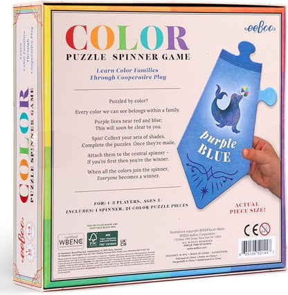 eeBoo: Color Puzzle Spinner Game - 24 Color Puzzle Pieces Learn Color Families Educational Cooperative Childrens Game Kids Ages 3+ 1-3 Players