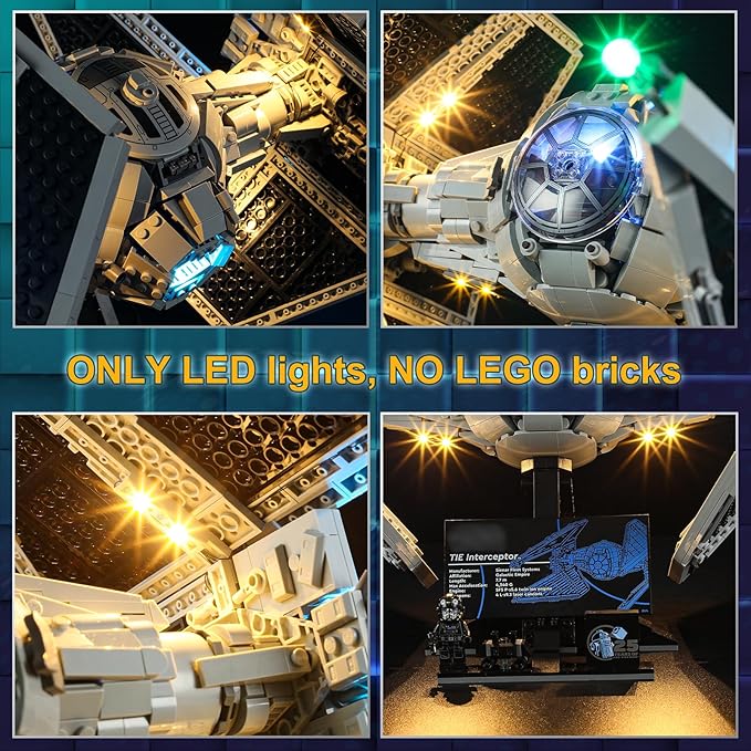 Vaodest Led Light for Lego 75382 Tie Interceptor Building Blocks ModelDesign and Configuration Compatible with Model 75382(Led Light Only Not Building Block Kit)