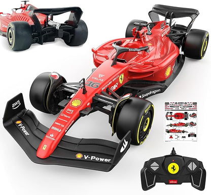 BEZGAR 1:18 Ferrari F1 75 Remote Control Car - 2.4GHz RC Race Car with Authentic Livery DIY Body Stickers - Officially Licensed F1 for Kids &amp Enthusiasts - Ferrari RC
