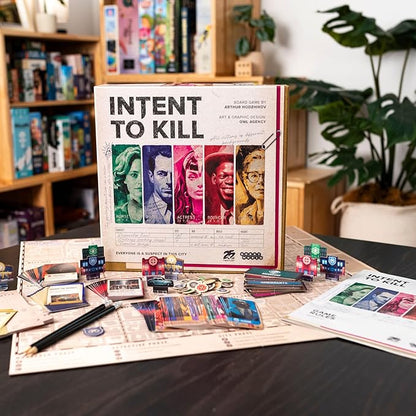 Intent to Kill by 25th Century Games | Detective vs Serial Killer Noir Board Game | Asymmetric Strategy Murder Investigation Evidence Collection &amp Tactical Gameplay | 2 Players | Ages 14+