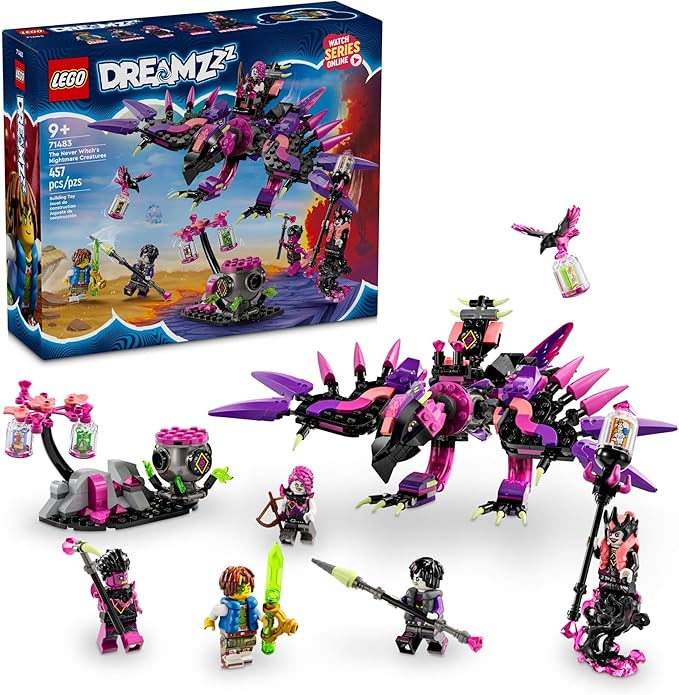 LEGO DREAMZzz The Never Witch’s Nightmare Creatures Fantasy Animal Kids' Toy Build a Mech Wolf or Raven Figure Building Toy with 5 Minifigures for 9 Year Old Boys and Girls 71483