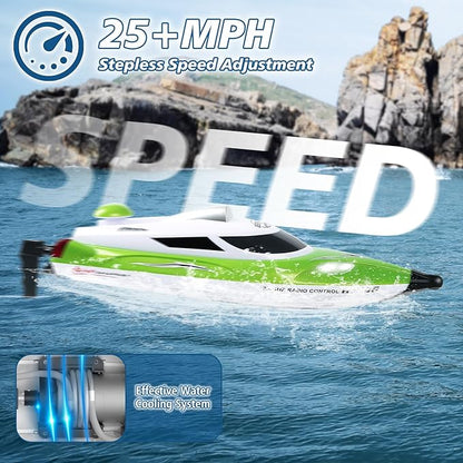 RC Boat-Remote Control Boat for Adults-High Speed 35+ KPH for Pool-Toys for Ages 8-13 (Green)