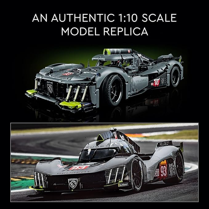LEGO Technic Peugeot 9X8 24H Le Mans Hybrid Hypercar 42156 Collectible Race Car Building Kit for Adults and Teens 1:10 Scale Racing Car Model Gift for Motorsport Fans