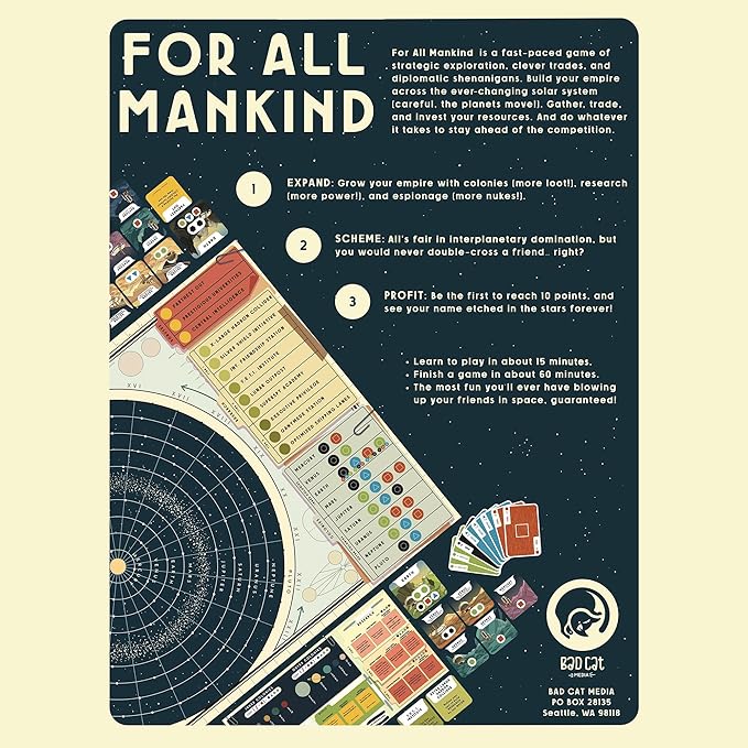 For All Mankind - Board Game -Strategy Game - Space Exploration Game 1-4 Players Ages 14 and up