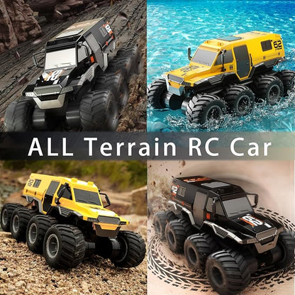 2 Battery 8WD Rc Cars for Boys Age 8-122.4G Off Road All Terrain Amphibious Rc Truckremote Control Boat Top Christmas Gifts 2025 for Kids-Black