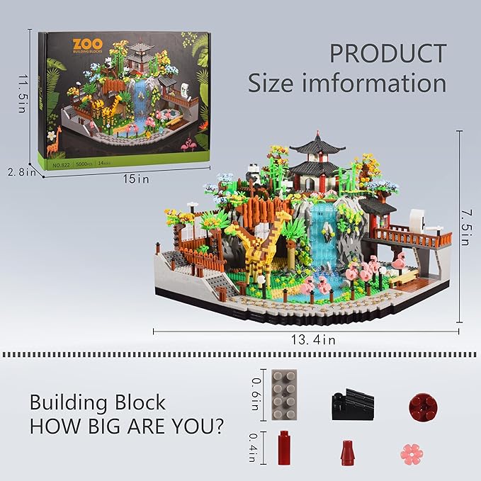 Zoo Micro Mini Bricks Desert Building BlocksCreative Ideals Zoological Park Architecture Toy Present Model for Adults and Kids Age of 14+ 5000 PCS