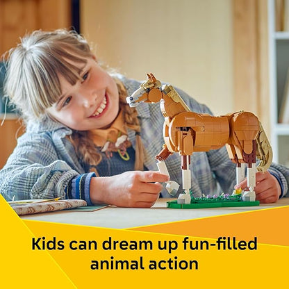LEGO Creator 3 in 1 Beautiful Horse Building Toy for Kids - Building Blocks &amp Learning Toy for Girls &amp Boys Ages 9+ Create a Horse Bear or Deer Toy with 1 Set - Gift for Birthdays - 31166