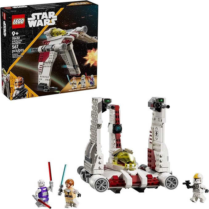 LEGO Star Wars: The Clone Wars V-19 Torrent Starfighter Building Toy - Pretend Play Set for Boys &amp Girls Ages 9+ - Starship Model Kit W/ 3 Minifigures - Gift Idea for Birthdays - 75432