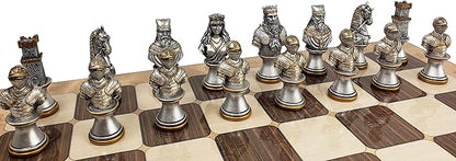 Medieval Times Crusades Knight Chess Men Set Gold &amp Silver Busts - NO Board