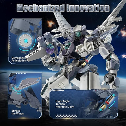 HIGH GODO J35 Mech Robot Transforming Building Blocks Set for Adults Combat Warrior Justice Hero Soldier Mech Model Building Kit Cool Creative Robots Toys Gift for Teens 14+ 700+ Pieces