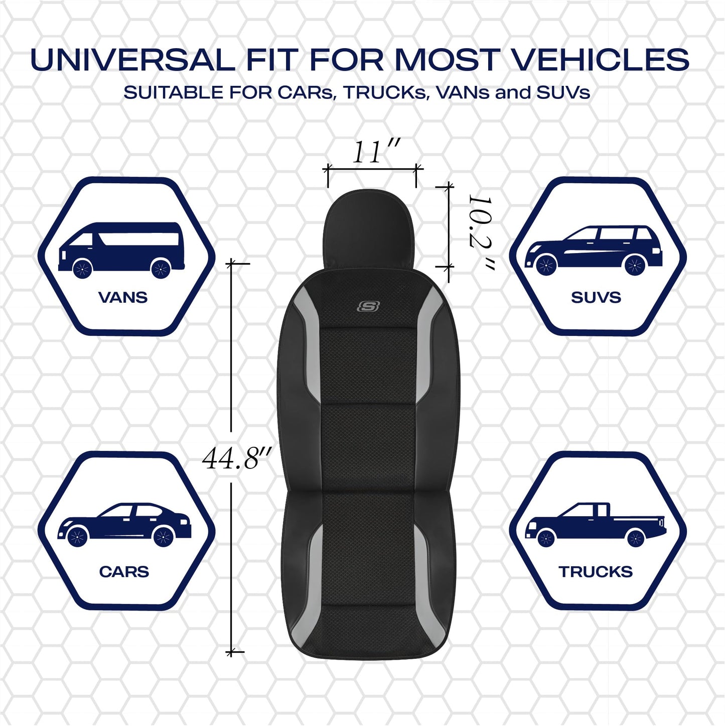 Skechers Memory Foam Car Seat Covers, Air Cool Mesh Thick Seat Covers, Gray Two Front Car Seat Protector, Airbag Compatible, Automotive Comfort & Protection for Most Cars, Van,Trucks, SUV,Grey