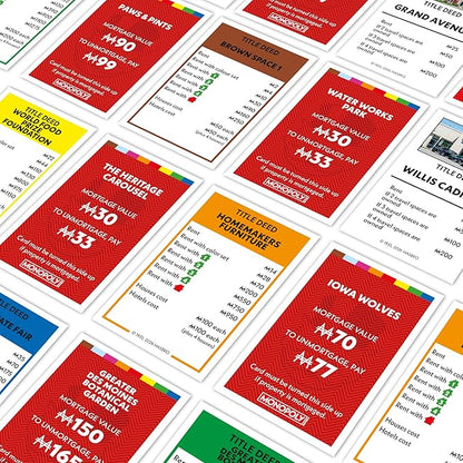 Monopoly Board Game – Des Moines IA Edition: 2-6 Players Family Board Games for Kids and Adults Board Games for Kids 8 and Up Great for Game Night