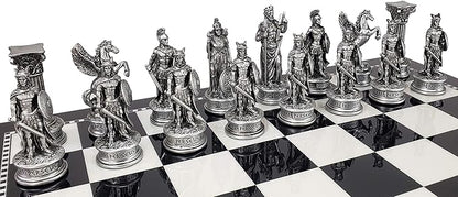 Greek Mythology Olympus Gods Zeus vs Poseidon Set of Chess Men Pieces Bronze and Pewter Color - NO Board