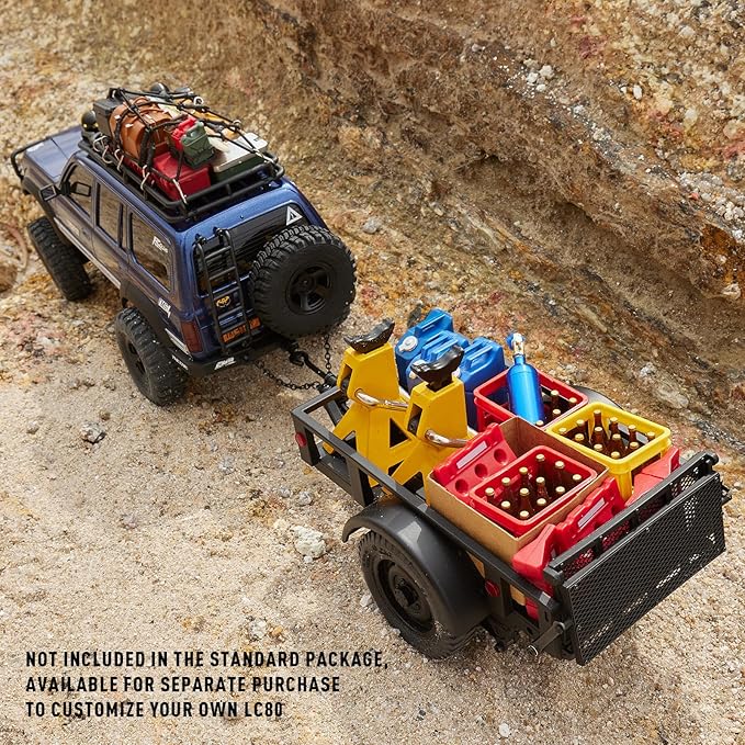 FMS FCX18 RC Cars Accessory for 1:18/1:12 Crawler Trucks - Land Cruiser 80 &amp 1:12 RC Cars: Utility Trailer Type A Black