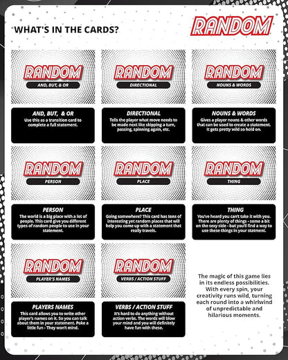 Random Spinner-Based Word Challenge Board Game for 18+ Funny Games Creative Strategy Party Game Spins Creative Wordplay and Card Actions Funny Gen Z College Party Group Player 2–8 Players
