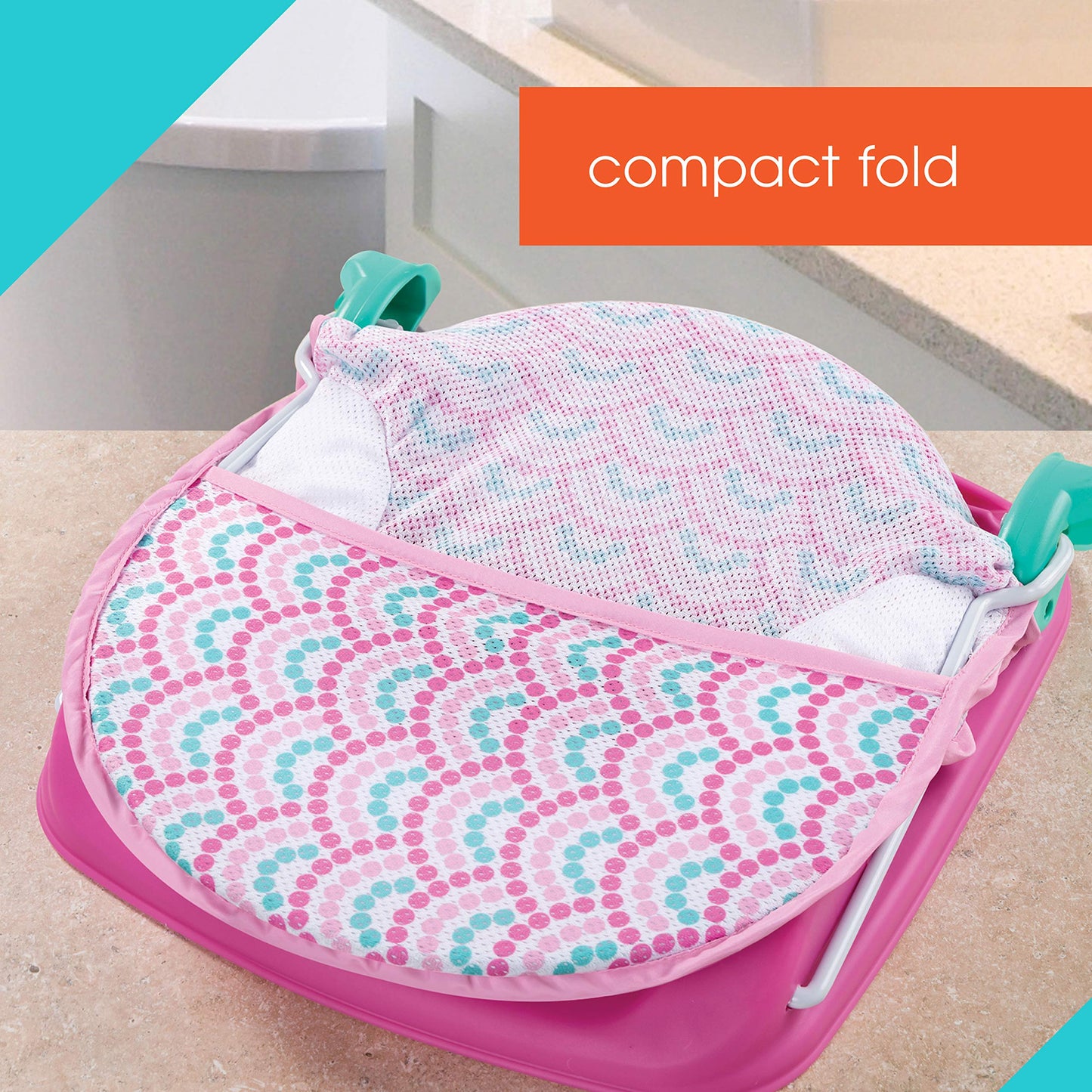 Ingenuity Deluxe Baby Bath Seat, Adjustable Support for Sink or Bathtub, Includes 3 Reclining Positions - Bubble Waves