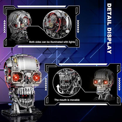 Mechanical Skull Building Set for Adults Mechanical Skeleton Head Building Blocks Set Compatible with Lego Buildable Horror Display Model Home and Office Decor Gift for Adults Teens 14+ (1099 PCS)