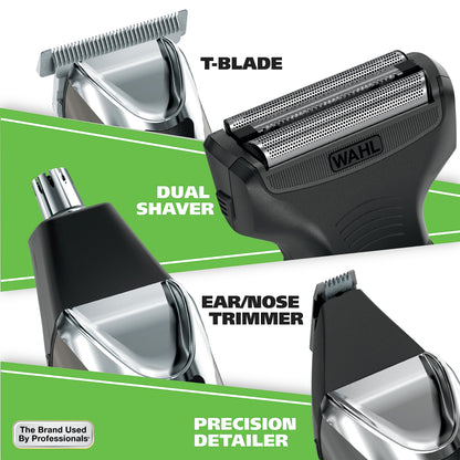 Wahl Stainless Steel Lithium Ion 2.0+ Slate Beard Trimmer for Men - Electric Shaver, Nose Ear Trimmer, Rechargeable All in One Men's Grooming Kit - Model 9864