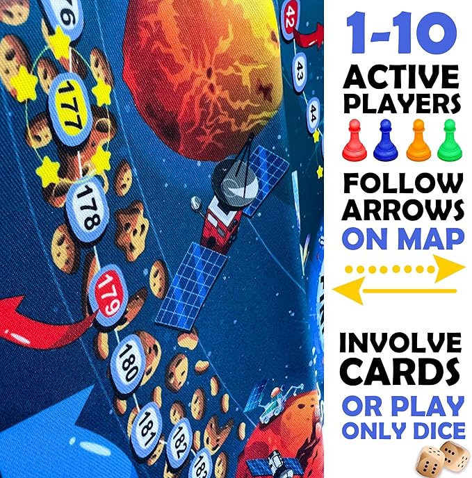 QUOKKA Space Board Game for Kids 8-12 - Learning Family Game for Teens and Adults - 130 Question Cards - Top Facts - Play Indoor &amp Outdoor - Educational Solar System Toy for 6 10 Year Olds