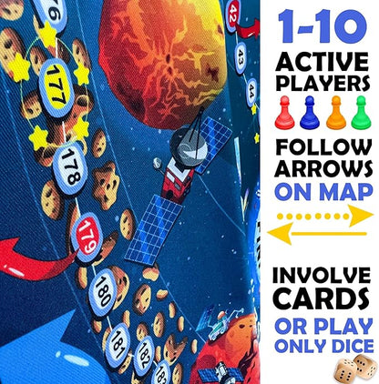 QUOKKA Space Board Game for Kids 8-12 - Learning Family Game for Teens and Adults - 130 Question Cards - Top Facts - Play Indoor &amp Outdoor - Educational Solar System Toy for 6 10 Year Olds