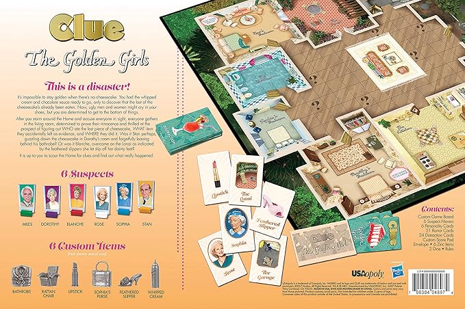 Clue The Golden Girls Board Game | Golden Girls TV Show Themed Game | Solve The Mystery of Who Ate The Lastpiece of Cheesecake |Officially Licensed Golden Girls Merchandise | Themed Clue Mystery Game