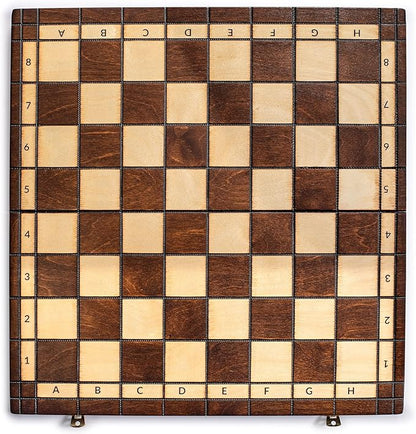 Husaria European International Chess Wooden Game Set King's Classic - 18-Inch Large Size Chess Set - Folding Board with Felt Bottom Chessmen