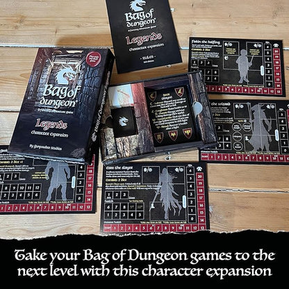 Bag of Dungeon Bag of Dungon Legends Character Expansion Pack - use with Any Board Game - with Added Destiny Skill Cards Encounter Cards and 4 new Brave Heroes - (2nd Edition)