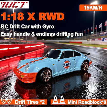 YUCT LDRC 1/18 RWD RC Drift Car with Gyro - Proportional Throttle Steering Metal Drive Shaft Independent Suspension &amp Alloy Shell Drift Cars for Adults (LD1898 Blue)