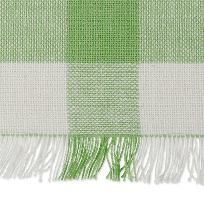 DII Heavyweight Fringed Check Tabletop Collection, Placemat Set, 13x19, Bright Green, 6 Piece