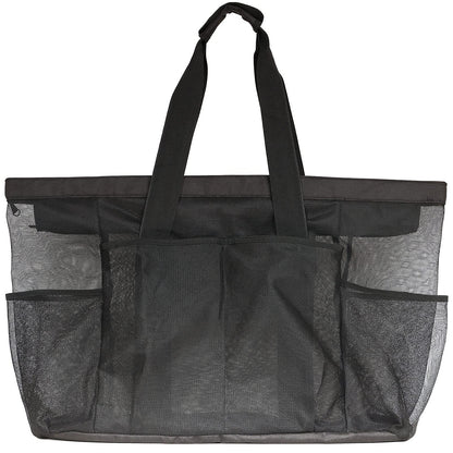 GOTDYA Extra Large Beach Bag, XL Mesh Tote with Zipper and Pockets Ideal for Your Family Lake/Cruise/Beach Vacation Essentials-Black