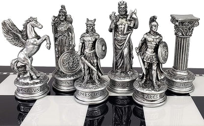Greek Mythology Olympus Gods Zeus vs Poseidon Set of Chess Men Pieces Bronze and Pewter Color - NO Board