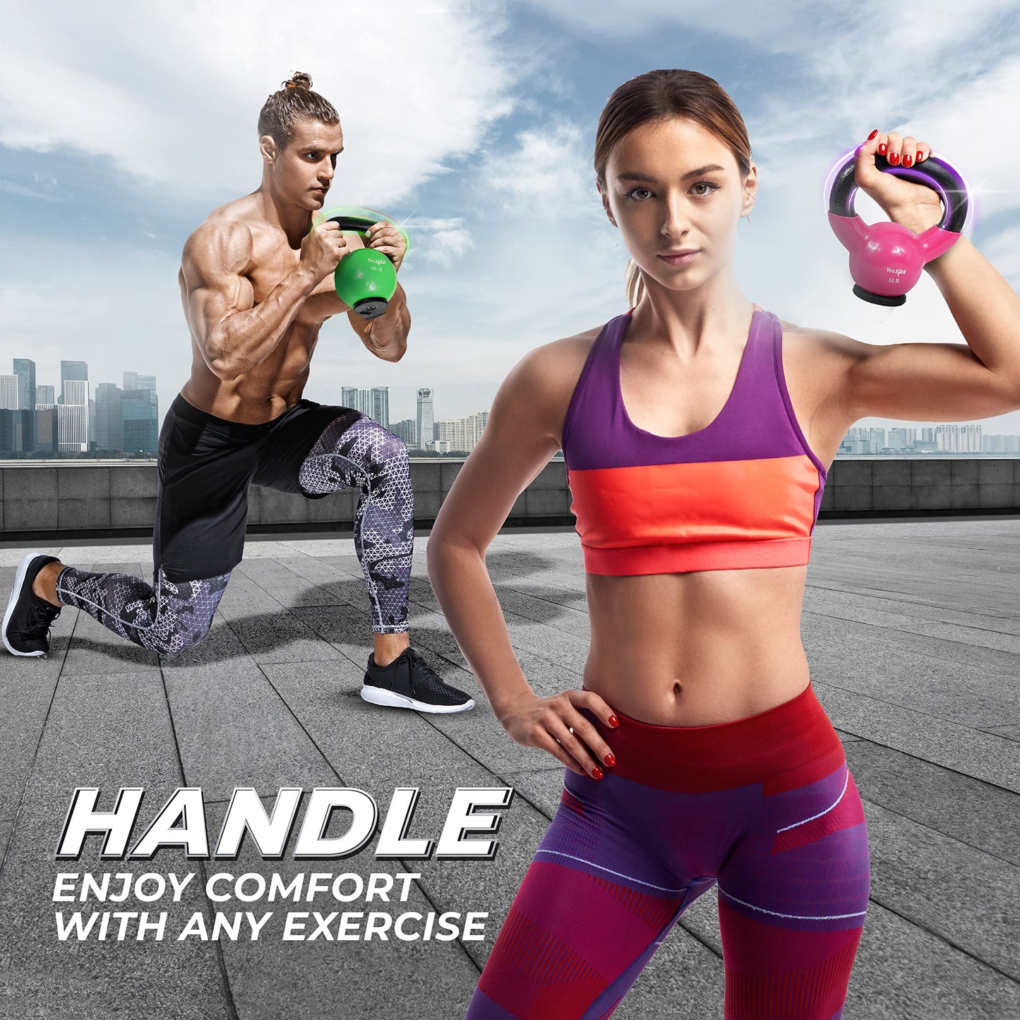 Yes4All Kettlebells Rubber Base, Kettlebell Set for Women, Strength Training Kettlebells Weights (10-65 lbs)