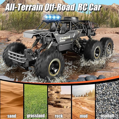 Large Size RC Cars Rock Crawler RC Truck with 2 Rechargeable Batteries Remote Control Monster Truck Durable Metal Body &amp LED Headlights Boy Toys for 4-7 8-12 Kids &amp Adults