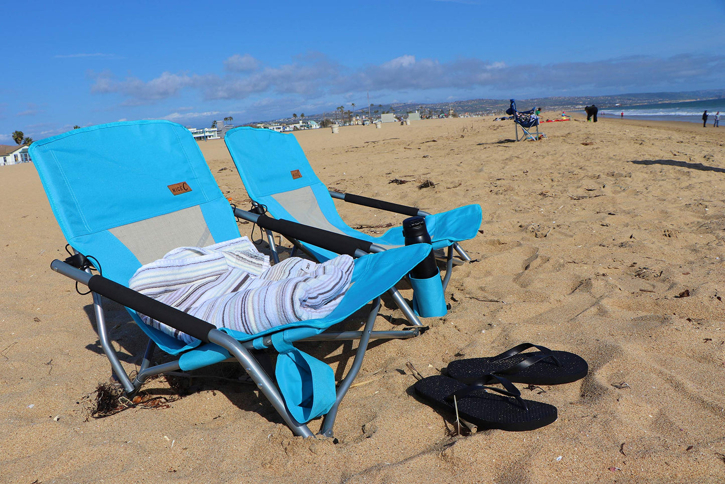 Nice C Low Beach Camping Folding Chair, Ultralight Backpacking Chair with Cup Holder & Carry Bag Compact & Heavy Duty Outdoor, Camping, BBQ, Beach, Travel, Picnic, Festival (Set of 1 Blue)