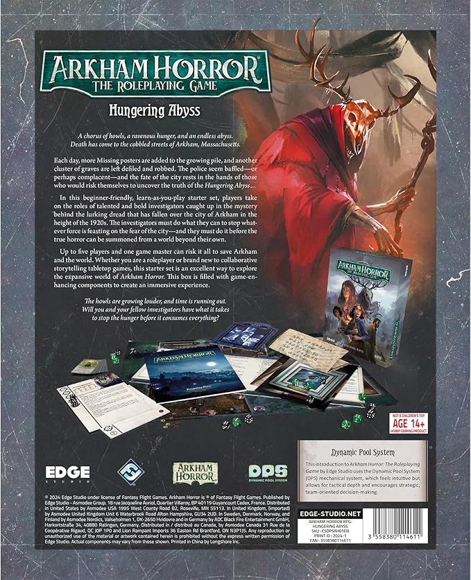 Asmodee Arkham Horror The Roleplaying Game Hungering Abyss Starter Set - Immersive RPG Adventure with Dynamic Pool System! Ages 14+ 2-6 Players 1+ Hour Playtime