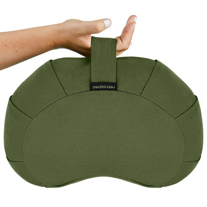 Retrospec Sedona Zafu Meditation Cushion With Buckwheat Hull Fill - Adjustable Yoga & Pilates Support Pillow - 17in Crescent Cotton Cover With Handle