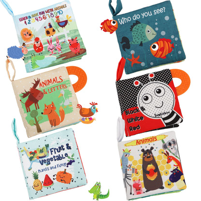 Baby Books Toys Gifts, Touch and Feel Cloth Crinkle Books for Babies,Infant Toddler Baby 0-3-6-12-18 Months, Early Learning Toys 6 to 12 Months 1-2 Years Old, Easter Shower Gift for Boys Girls,6 PCS