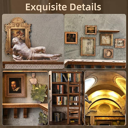 Magic Booknook Building Set with LED Light Mini Bookend Building Kit for Bookshelf &amp Home Decor DIY Miniature Book Nook Building Model for Kids Adults Teens (Bernini's Workshop)