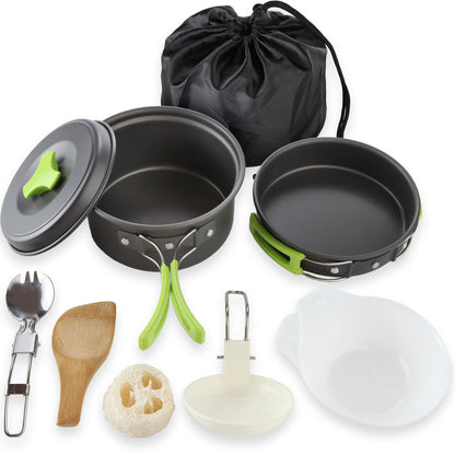 MalloMe Camping Cookware Mess Kit for Backpacking Gear – Camping Cooking Set - Camping's Pots and Pans Set - Backpacking Stove/Portable Stove Compatible - Camp Kitchen Equipment Accessories 1L Pot