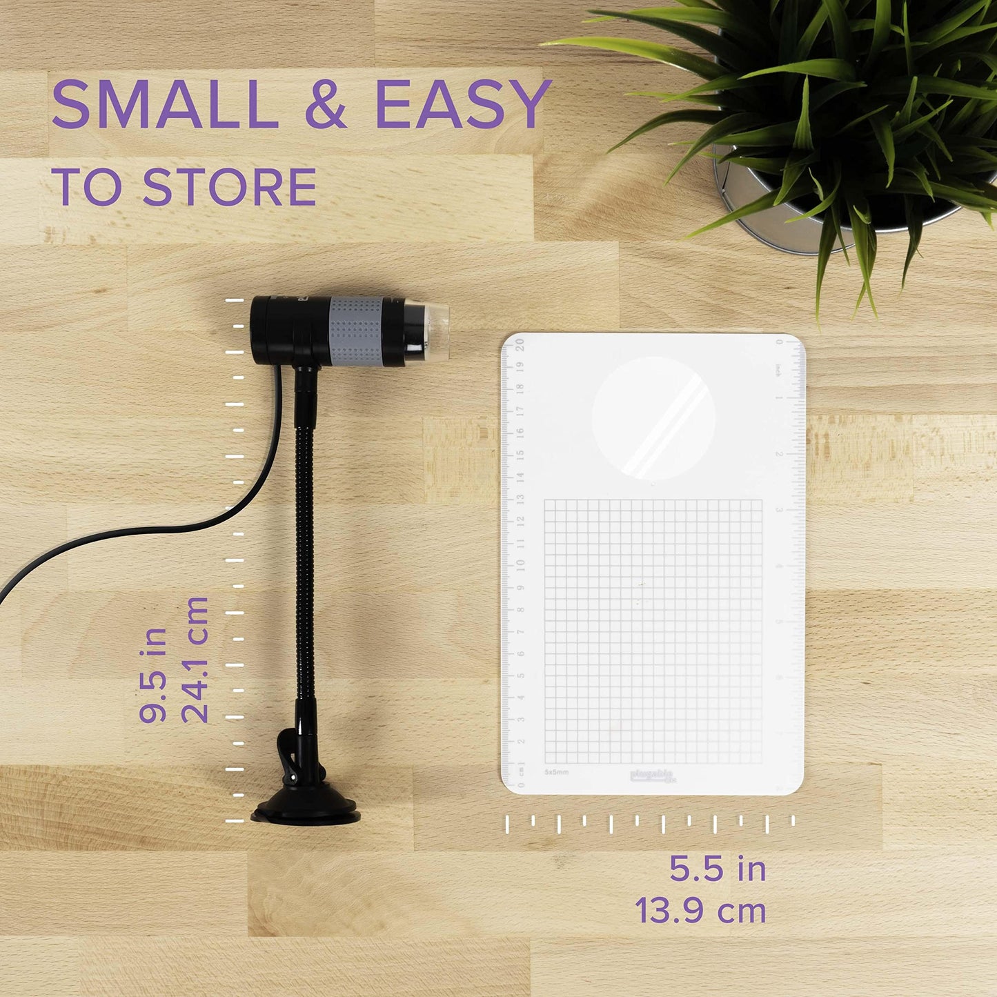 Plugable USB Digital Microscope 250x, 2MP Micro Camera with Flexible Arm Stand - Handheld USB & USB-C Microscope for Adults & Kids, Windows, Mac, ChromeOS, Linux, Android, iPad Compatible