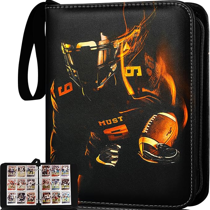 Football Card Binder2025-2026 Sports Trading Card with Sleeves Holder Album990 Pockets Rugby Card Holder Sheets Display Storage Protectors for Collectors Boys and Girls Gift