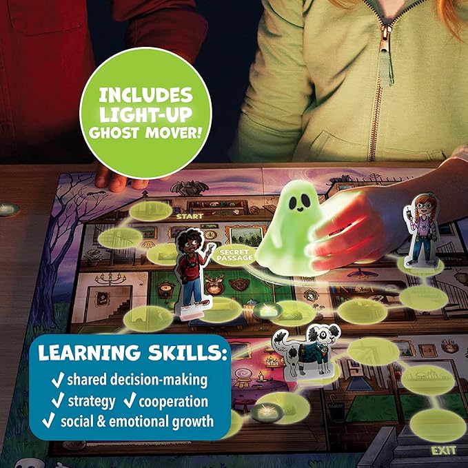 Peaceable Kingdom Ghost in The Attic - Cooperative Board Game for Family Game Night – Unique Glow-in-The-Dark Board Game - Great for Kids Ages 5 &amp Up