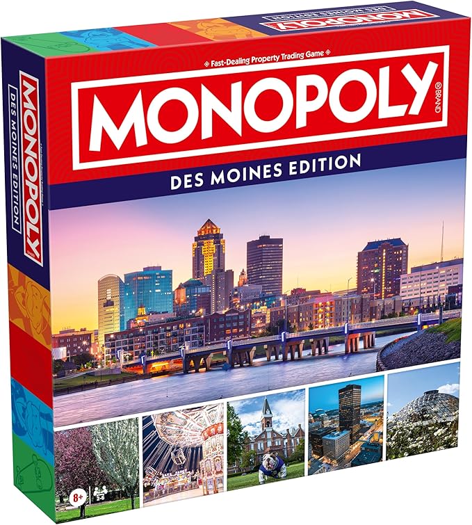 Monopoly Board Game – Des Moines IA Edition: 2-6 Players Family Board Games for Kids and Adults Board Games for Kids 8 and Up Great for Game Night