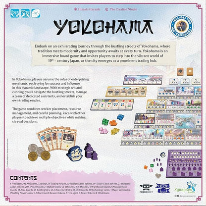 Synapses Games | Yokohama | Strategy Board Game | Worker Placement Set in Japan | 2 to 4 Players | 90 Minutes | Ages 14+