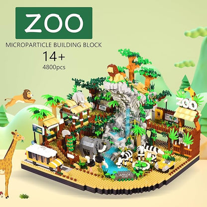 Zoo Micro Building Blocks Set 4800PCS for Adults or Teens Ages of 14+ Animals Park DIY Modle Kit in Living Room or Office Decorative Items Collection Model for Lovers